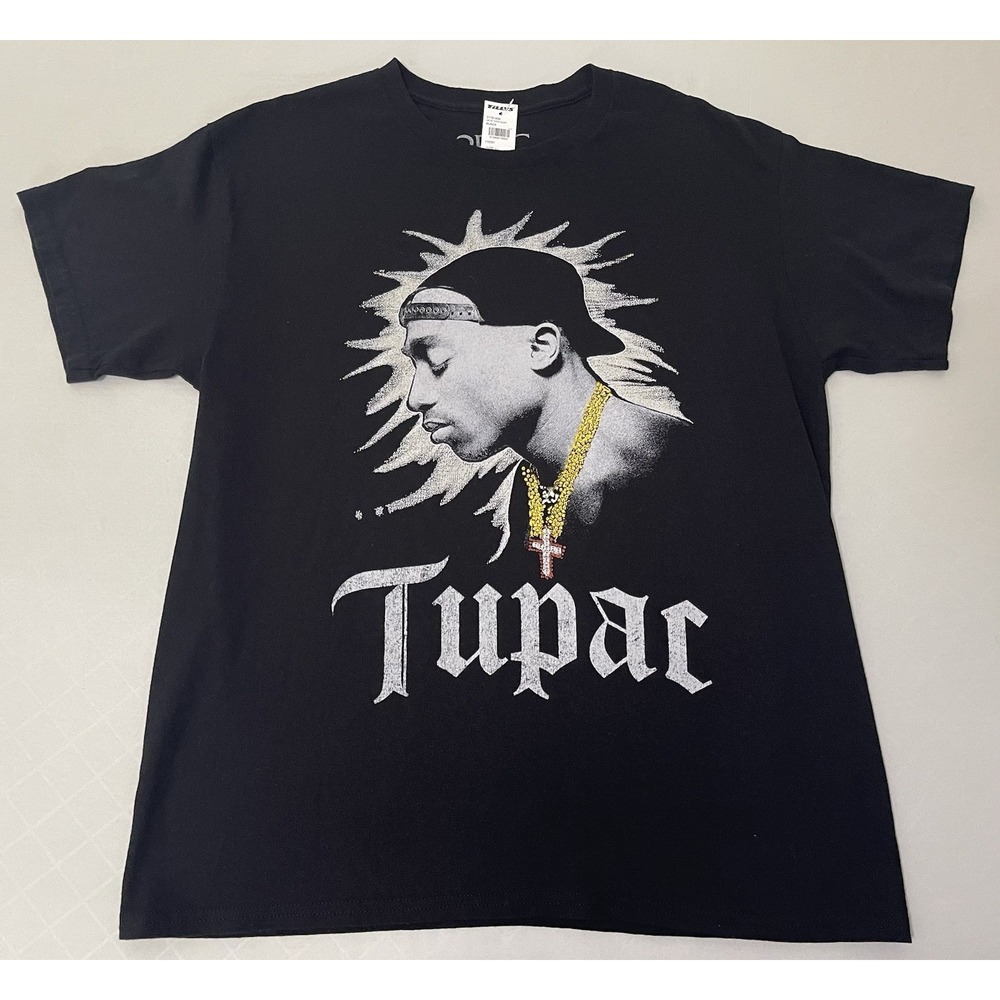 NWT 2PAC T-Shirt Men's Size L Black Tupac Rap Tee Shirt Hip Hop Tee